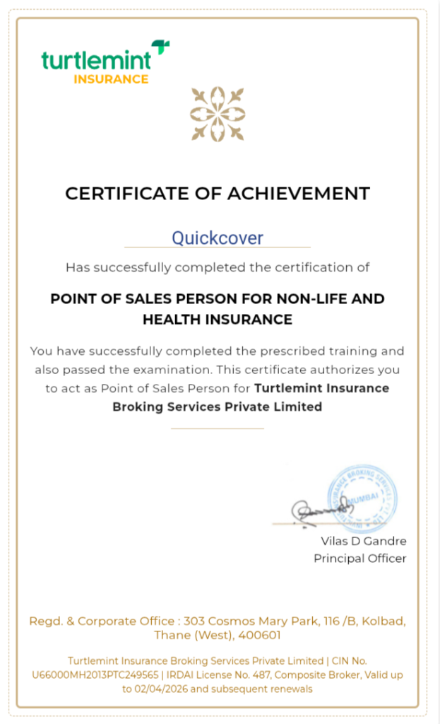 Insurance Advisor certificate